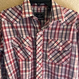 ROPER WESTERN Rodeo Pearl Snap Up Long Sleeve Shirt Size Youth Boys L. (12-14)